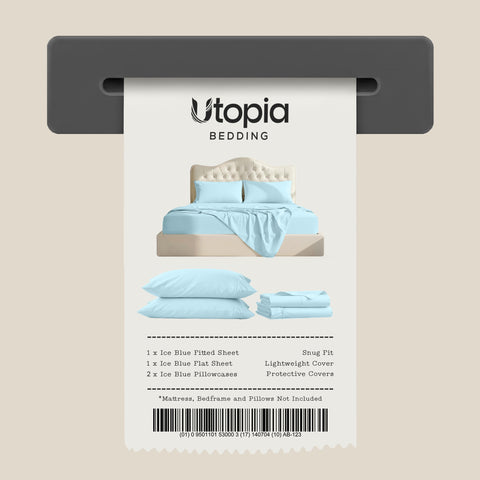 Utopia Bedding Queen Size Sheet Set - 4-Piece Microfiber, OEKO-TEX, Ice Blue