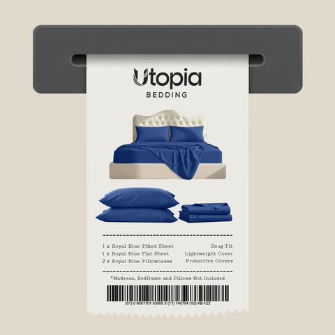Utopia Bedding Queen 4-Piece Sheet Set – Soft Microfiber, Royal Blue