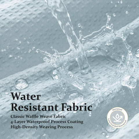 Dynamene Fog Blue Fabric Shower Curtain – 256GSM Heavy Duty Waffle Weave, 72x72