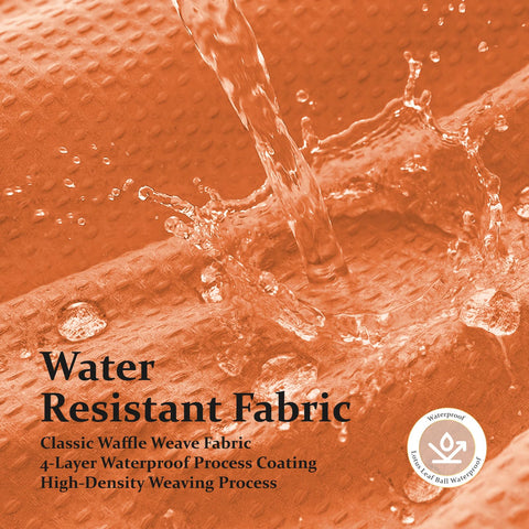 Dynamene Burnt Orange Waffle Shower Curtain – 256GSM Heavy Duty Cloth, 72x72, 12 Hooks