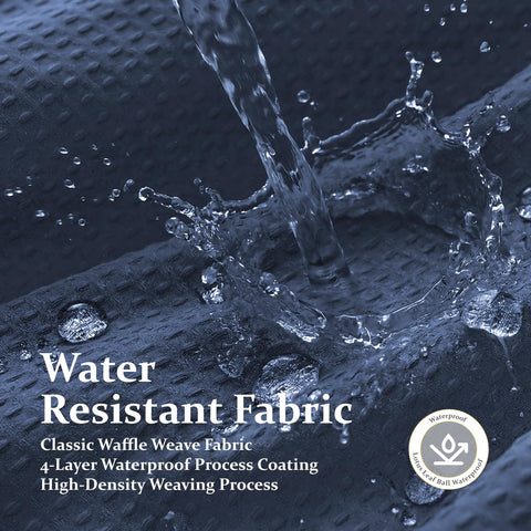 Dynamene 60-Inch Navy Waffle Weave Heavy-Duty Shower Curtain | Spa-Grade Cloth with Hooks