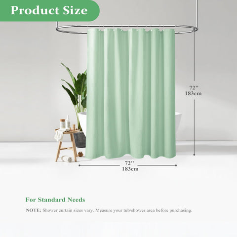 Dynamene Mint Green Waffle Shower Curtain | Heavy Duty 256GSM, 72x72, Hotel Luxury
