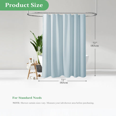 Dynamene Fog Blue Fabric Shower Curtain – 256GSM Heavy Duty Waffle Weave, 72x72