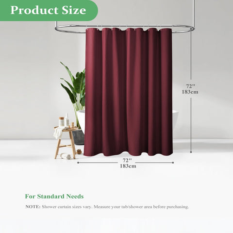 Dynamene Burgundy Fabric Shower Curtain - Waffle Weave, 256GSM Heavy Duty, 72x72