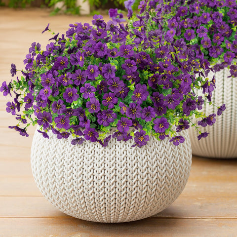 HyeFlora Daisy with Eucalyptus Leaves – 12 Bundles UV-Resistant Artificial Flowers for Outdoor & Indoor Decor