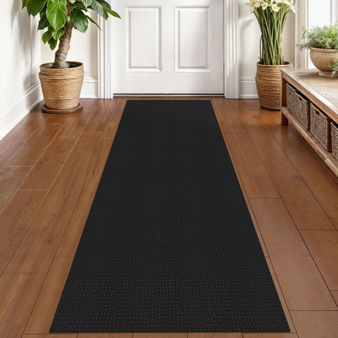 KOZYFLY Runners for Hallways 2x6 ft Washable Kitchen Runner Non Slip Rubber Backed Hall Runners Cotton Entryway Runner Rugs Floor Carpet for Indoor Backdoor Bedroom Kitchen, Black/Dark Grey