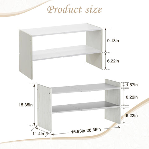 X-cosrack 2-Pack 2-Tier Expandable Shoe Rack Organizer – Adjustable, Stackable, White Wood