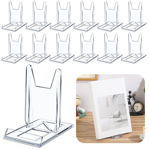 Memorywuu 24-Pack Acrylic Book Stand – Adjustable Clear Display Easel for Books, Photos, Comics, Art (4.2 x 4.3 x 2.35 in)