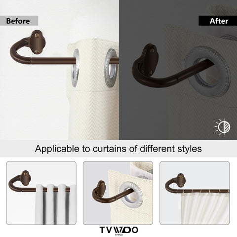 TVWOO Bronze Wrap Around Curtain Rods 2 Pack - Adjustable 28-48 Inch, Blackout