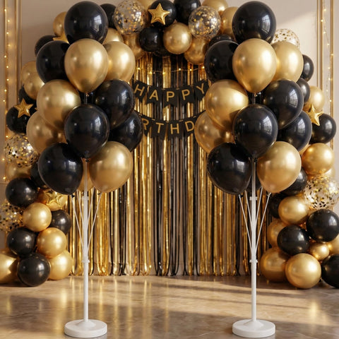 IMISNO Balloon Column Kit — 2-in-1 Floor & Tabletop Stands (Black Gold)