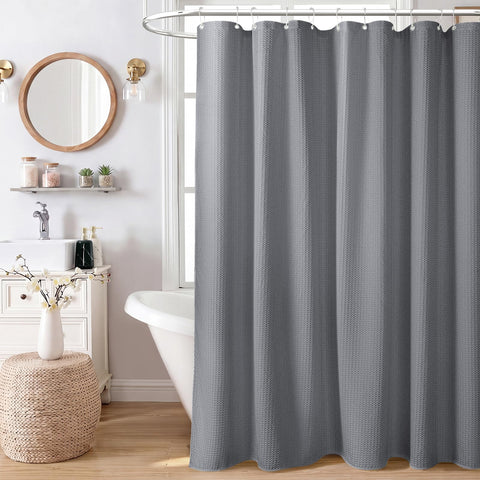Dynamene 60x72 Stall Shower Curtain – Heavy Duty Waffle Weave, Gray