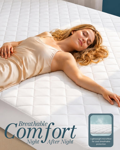 Utopia Bedding Quilted Fitted Mattress Pad for RV King – Fits Up to 16 Inches, Machine Washable