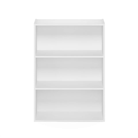 Furinno PASIR Book Shelf, 3-Tier Bookshelf, Storage Shelves Bookcase, 9.7 x 23.7 x 31.5, for Living Room, Bedroom, Home Office, Plain White