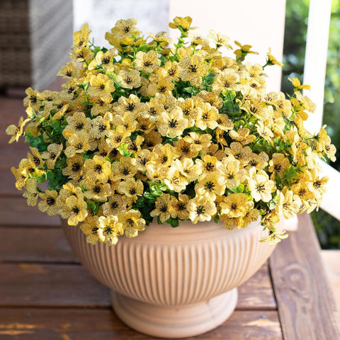 HyeFlora 12 Bundles Artificial Daisy Flowers with Eucalyptus for Indoor & Outdoor Decor