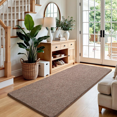 Keeko Soft 2x4 Small Runner Rug Brown | Non-Slip Memory Foam Bedroom Hallway Rug