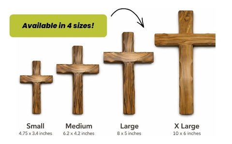 Olive Wood Wall Cross from Bethlehem — Hand Carved Cross (4 Sizes) | iHoly Land Crafts