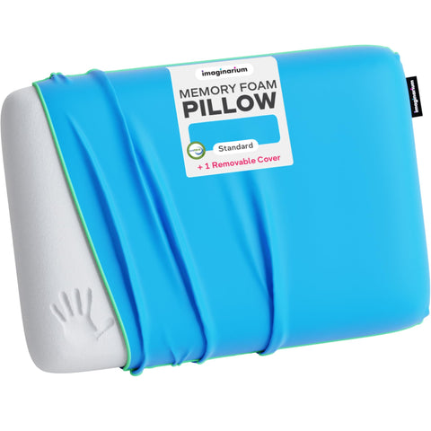 Imaginarium & Co memory foam pillow cosmic blue front view showing cooling comfort