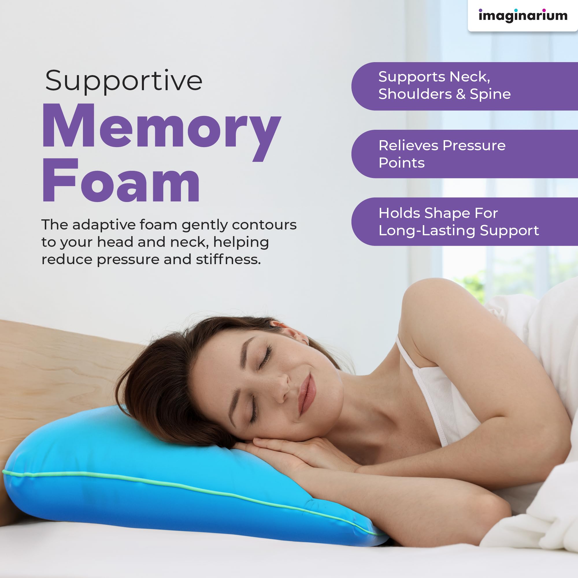 Imaginarium & Co memory foam pillow removable cover with zip for easy care