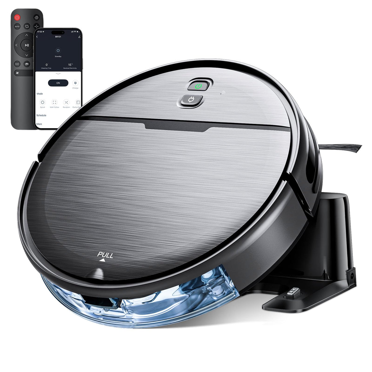iMartine robot vacuum-mop combo front view showing sleek design for hard floors