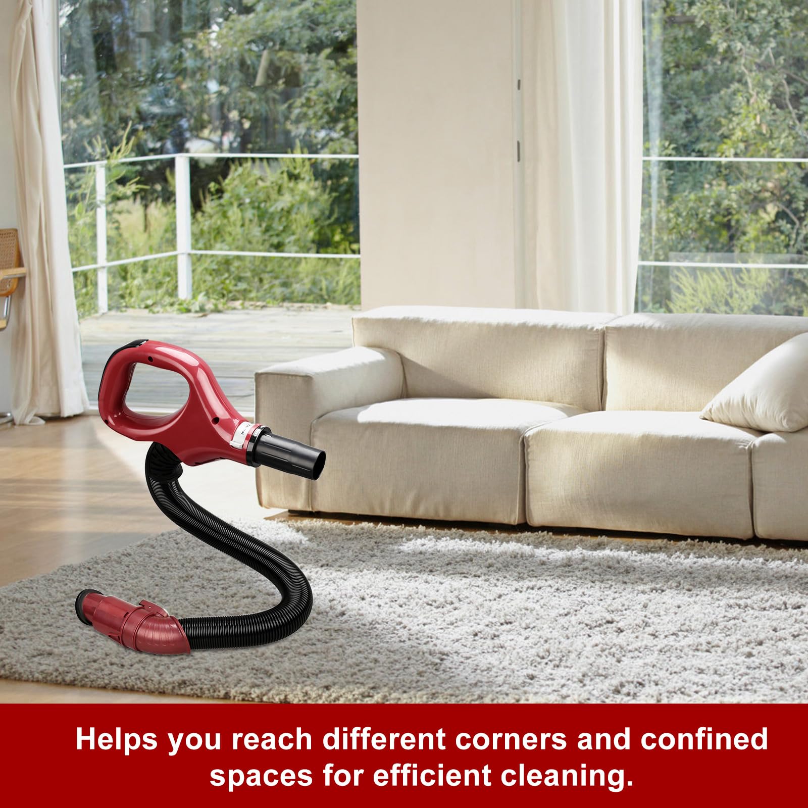 imeccalive cleaning scene with hose handle reaching corners and furniture