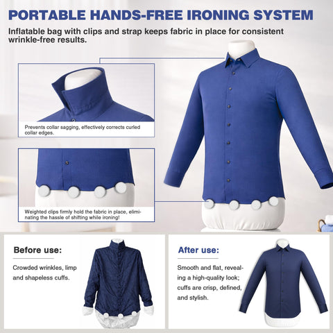 Close-up of iMinorAir airbag adjustment illustrating versatile garment steaming.