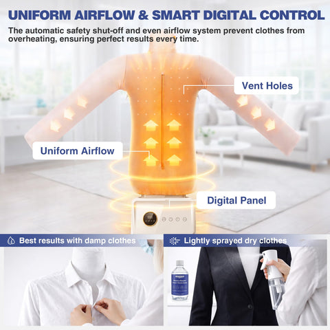 iMinorAir digital control panel with safe, customizable ironing modes.