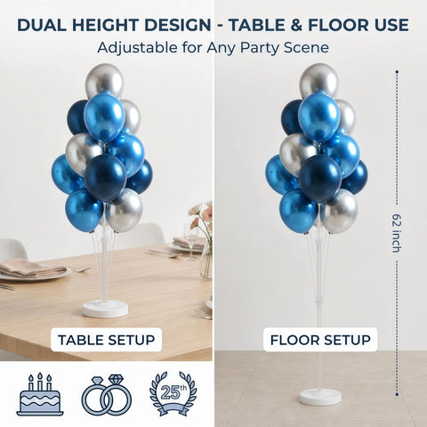 IMISNO blue-silver balloon backdrop towers frame the scene, ideal for photo moments.