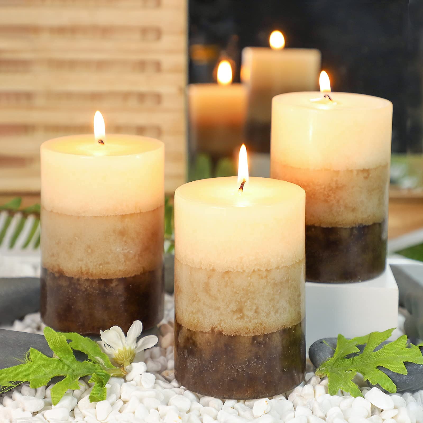 Immeiscent Vanilla Cupcake Pillar Candle creates warm dining ambience