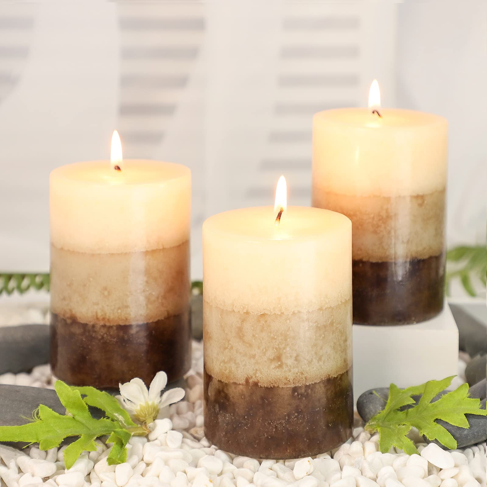 Immeiscent Vanilla Cupcake Pillar Candle with mottled gradient for cozy home ambiance