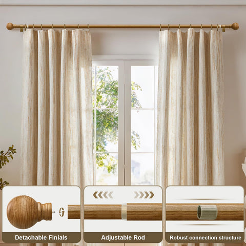 Immiehh 1-inch diameter rod supports versatile curtain materials up to 33 pounds.