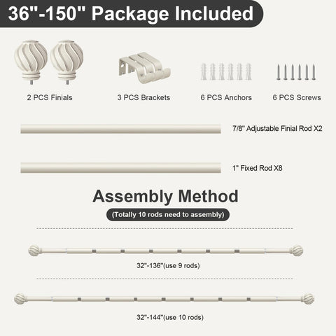 Immiehh rod capacity up to 33 pounds for versatile curtains