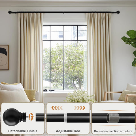 Immiehh adjustable telescoping rod length adapts from 32 to 144 inches.
