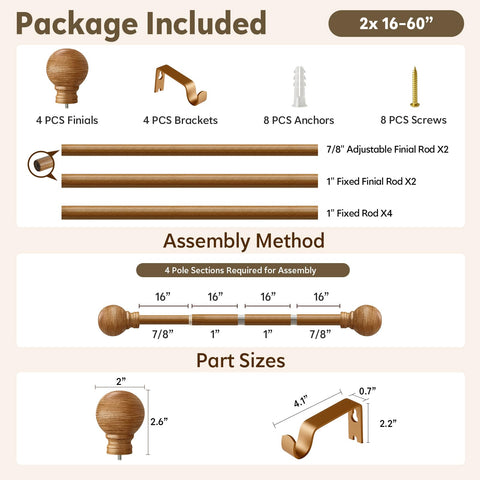 Immiehh easy-install curtain rod set with complete hardware for fast setup.
