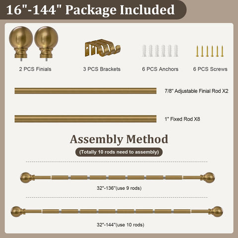 Immiehh farmhouse-style curtain rod suitable for kitchen and dining areas