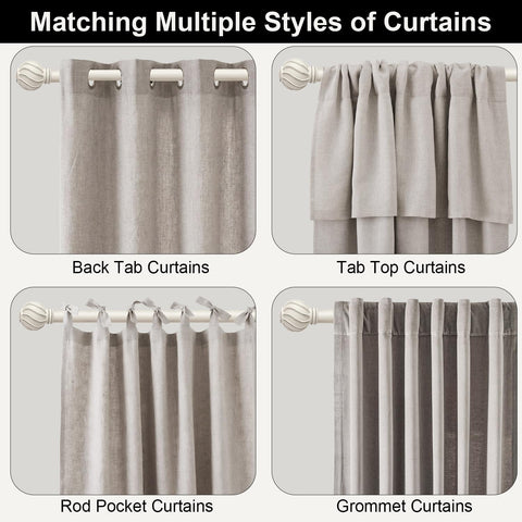 Immiehh heavy-duty 1-inch rod supports diverse drapery fabrics