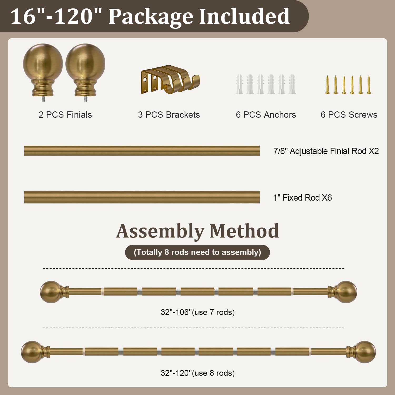 Immiehh outdoor-ready curtain rod provides secure support outdoors.