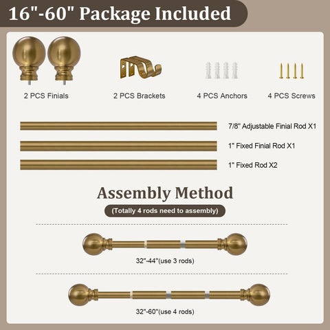 Immiehh warm gold curtain rod complements living room, bedroom, and kitchen.
