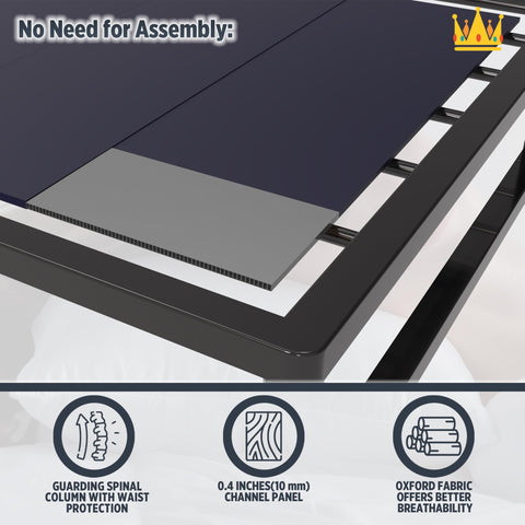 Imperijade bunkie board anti-slip cover keeps mattress in place.
