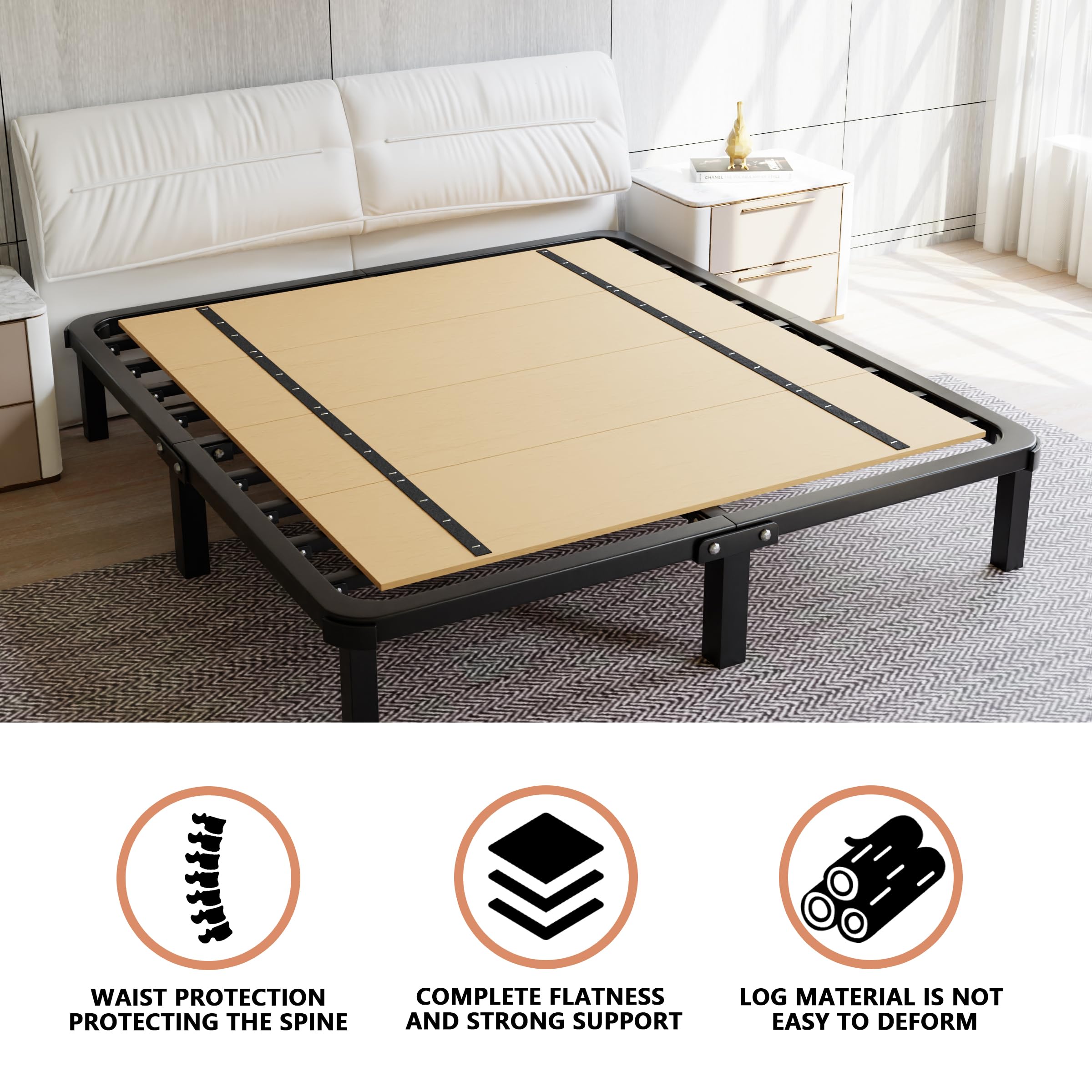 Imperius bunkie board under mattress provides low-profile support at full size.