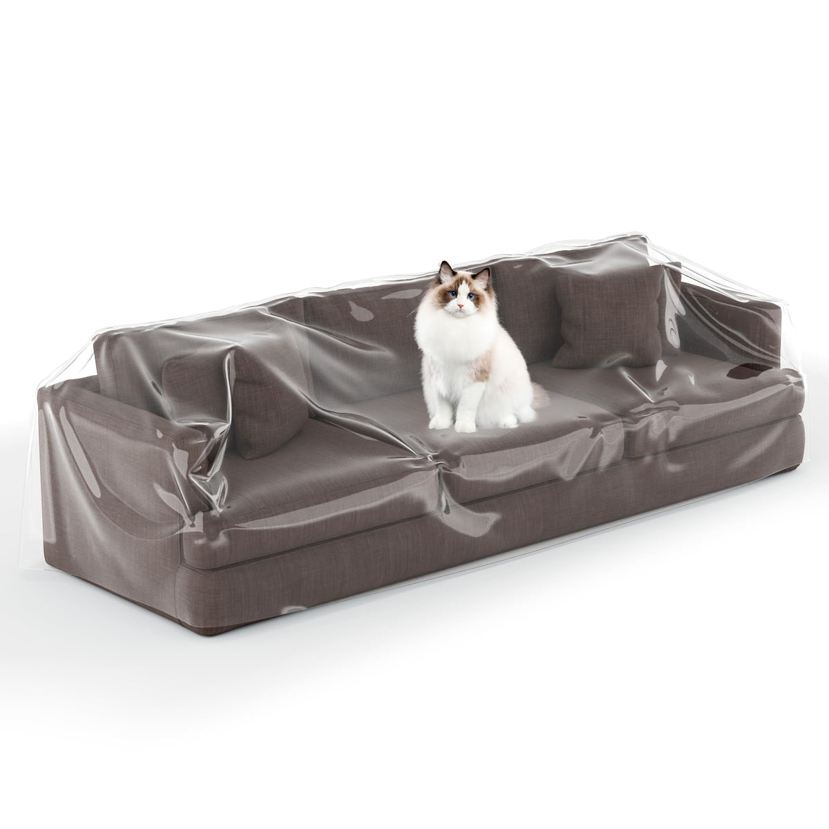 Imperius clear thick plastic sofa cover protects furniture from pet scratches
