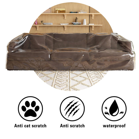 Imperius transparent couch cover is easy to wipe clean