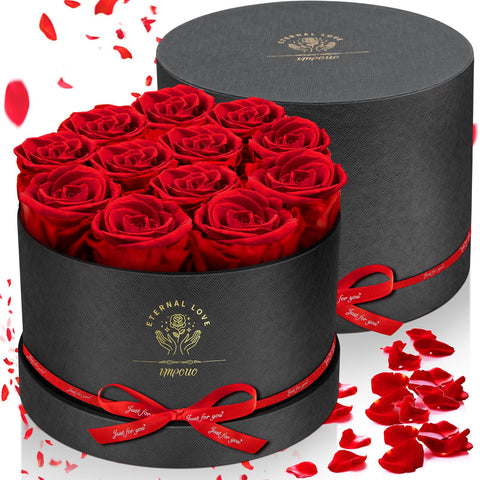 Impouo Forever Flowers heart shaped box showcases preserved roses as a timeless keepsake.