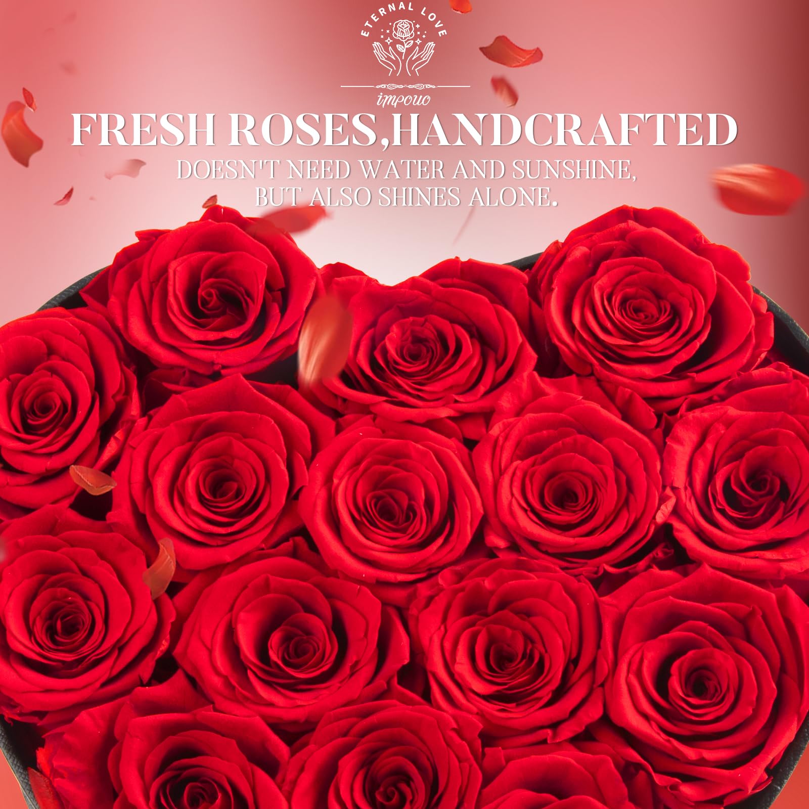 Impouo preserved roses in red show timeless elegance for special occasions.