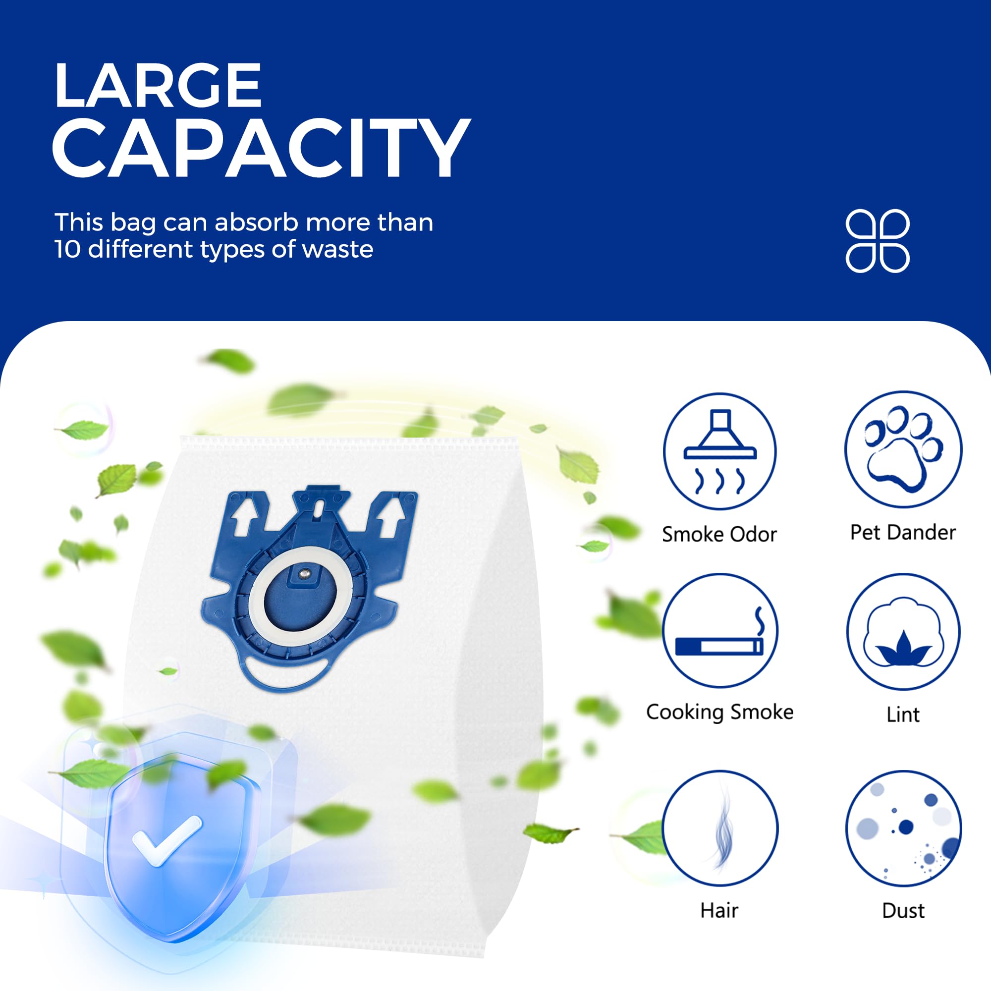 Improvedhand 3D efficiency bags optimized for strong suction and airflow.