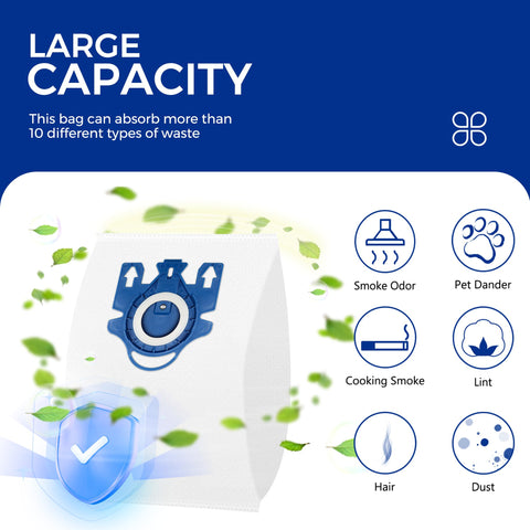 Improvedhand 3D efficiency bags optimized for strong suction and airflow.