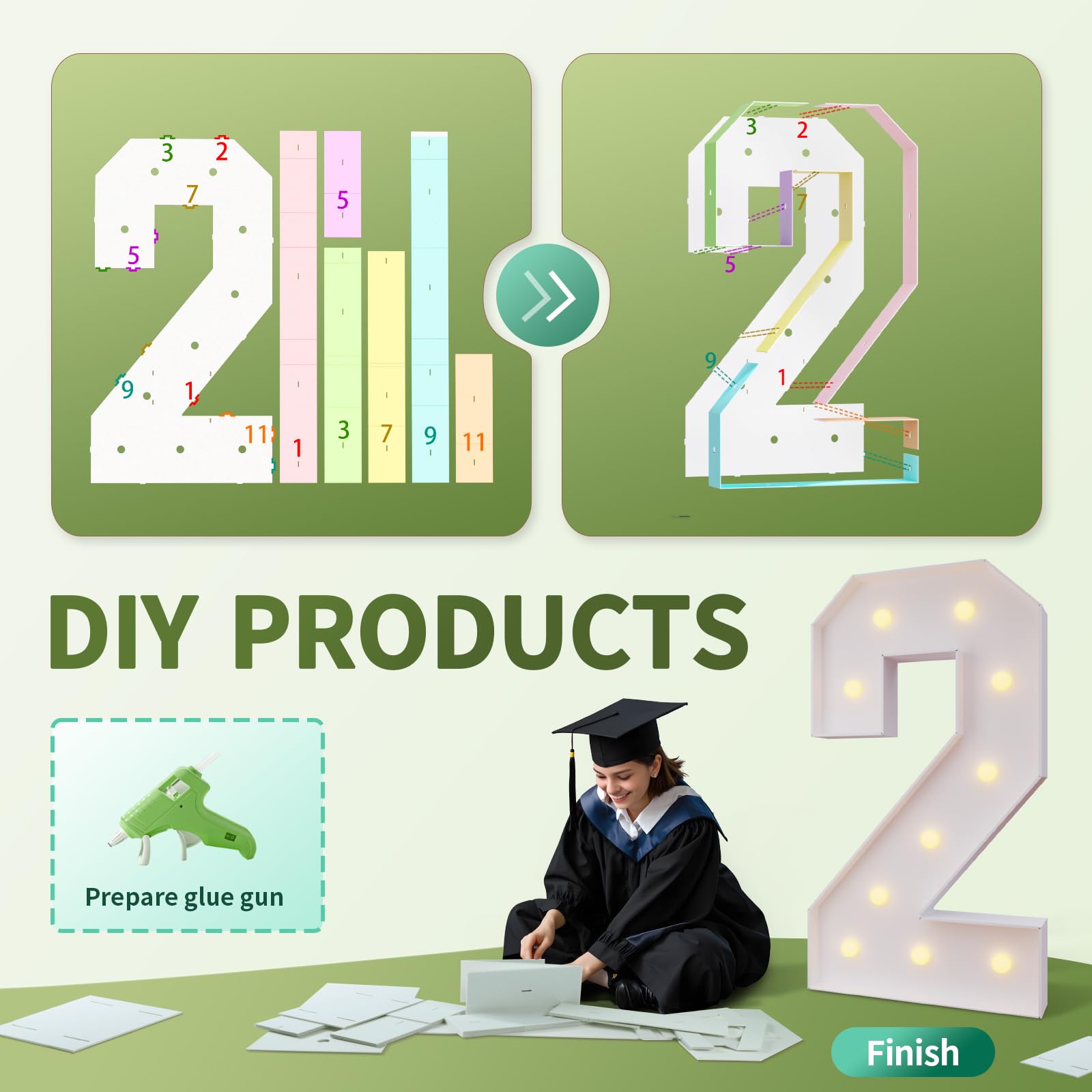 Imprsv class-of-2026 decor foam-board frame assembly shows easy setup