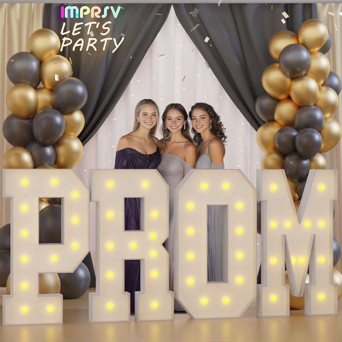 imprsv Graduation letters 4ft promo glowing sign enhances photo backdrops and party focal point.