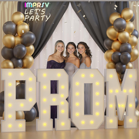 imprsv Graduation letters 4ft promo glowing sign enhances photo backdrops and party focal point.