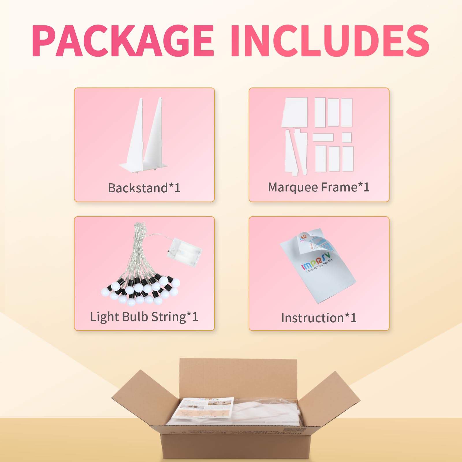 imprsv MOM marquee frames with pre-cut panels simplify DIY decoration setup.