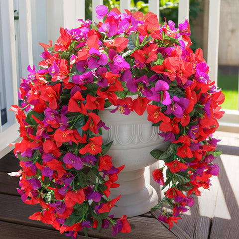 INSPRING faux bougainvillea trailing vine suits outdoor urns and planters.